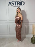 Rochie Belize midi cu mâneci detașabile și aplicații paiete și sclipici