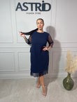 Rochie Sofia midi aplicații pietre pe mâneci și lateral