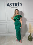 Rochie Bria midi satin la bust și aplicații pietre