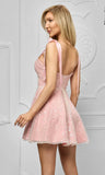 Rochie Amina scurta, roz, babydoll, bretele late