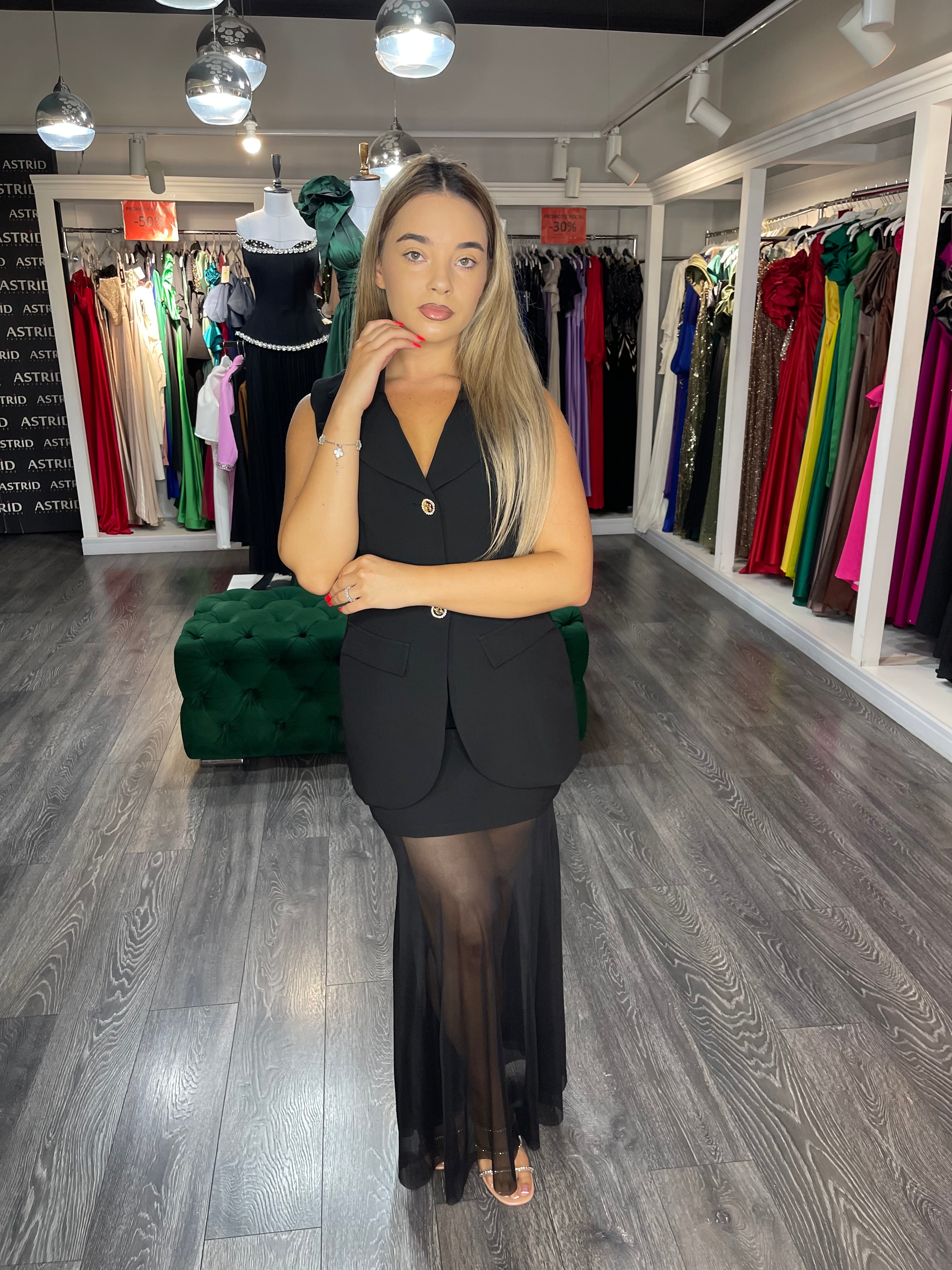 Rochie Mara lungă tiul în partea de jos și vestă în partea de sus