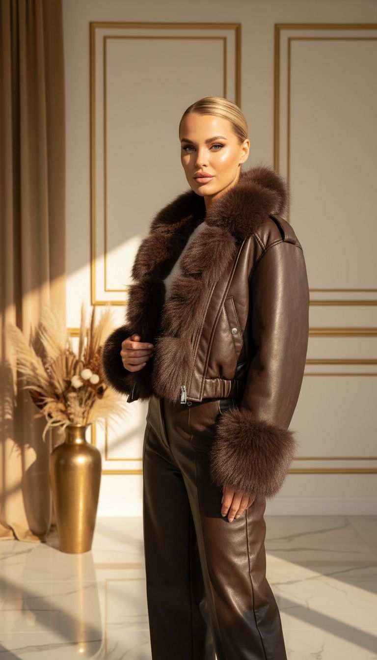 Geaca Faith din piele eco accesorizată cu blăniță