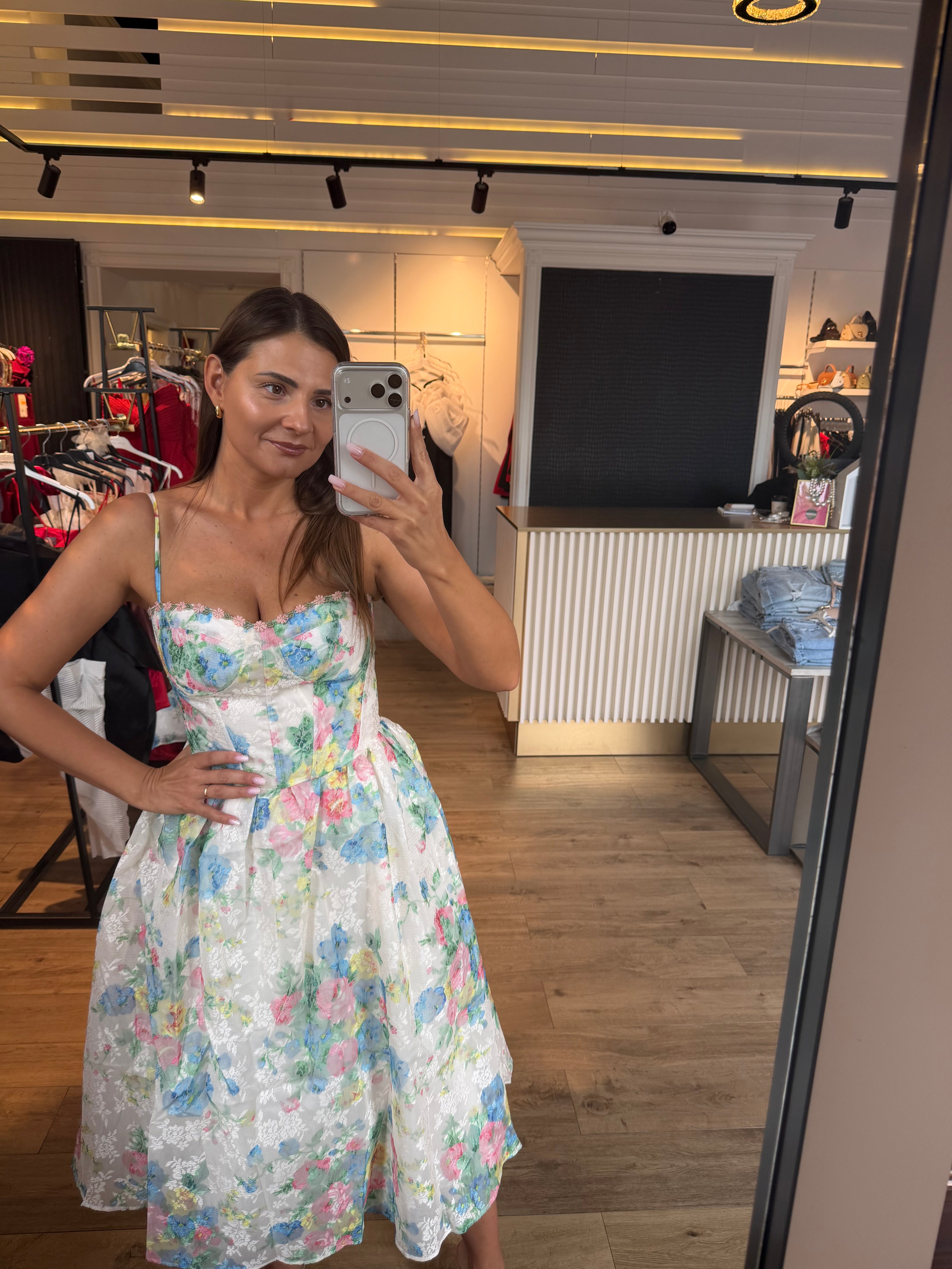 Rochie Flower midi cu imprimeu floral