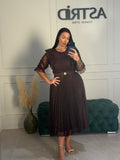 Rochie Agatha midi in clos din dantela cu maneci 3/4