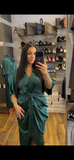 Rochie Tilli midi din satin cu nod in talie