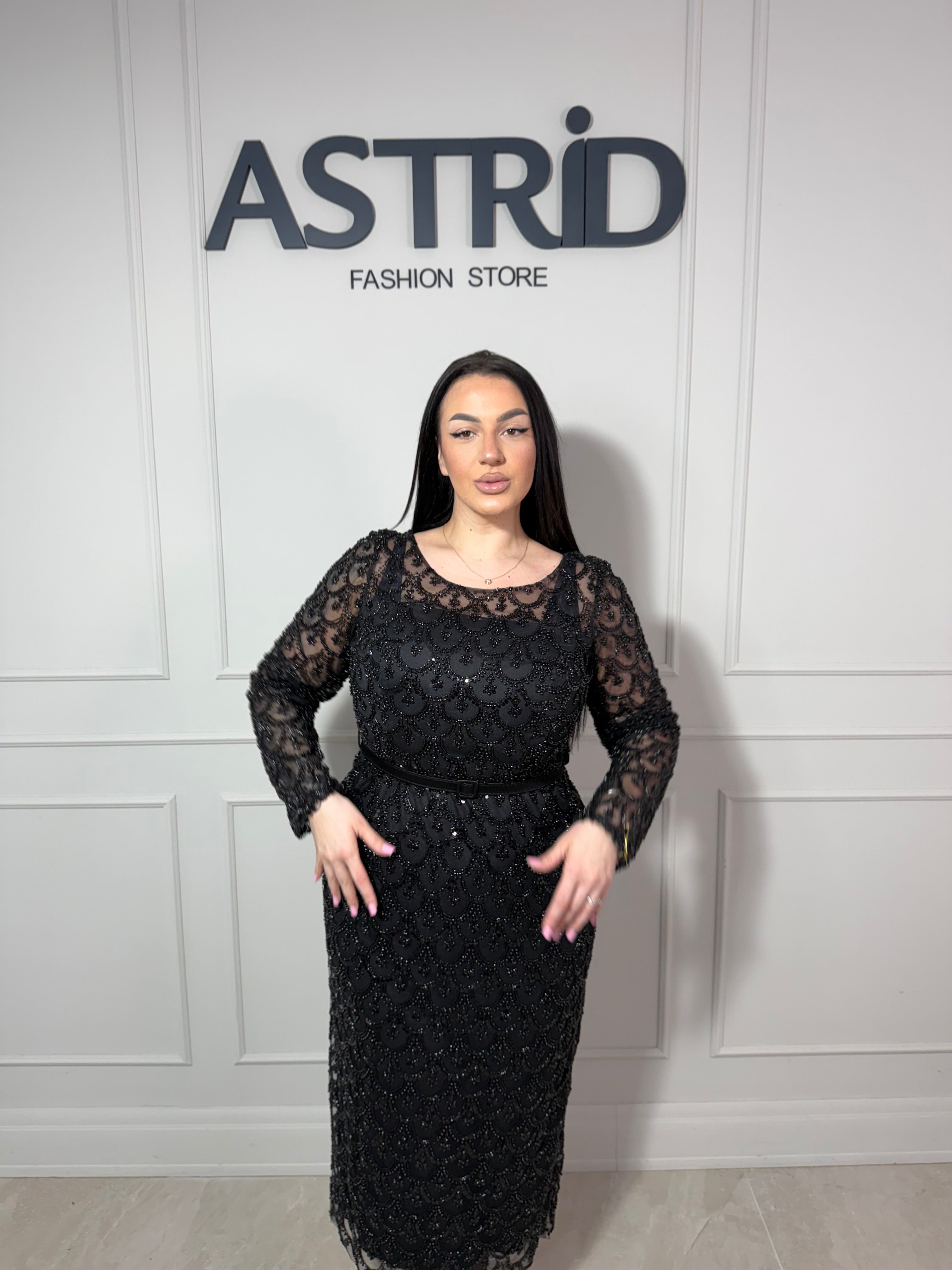 Rochie Donna lungă cu aplicații perlute