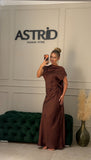 Rochie Alara lunga maro satinata
