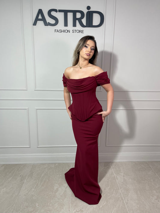 Rochie Clare lungă tip corset cu umeri căzuți