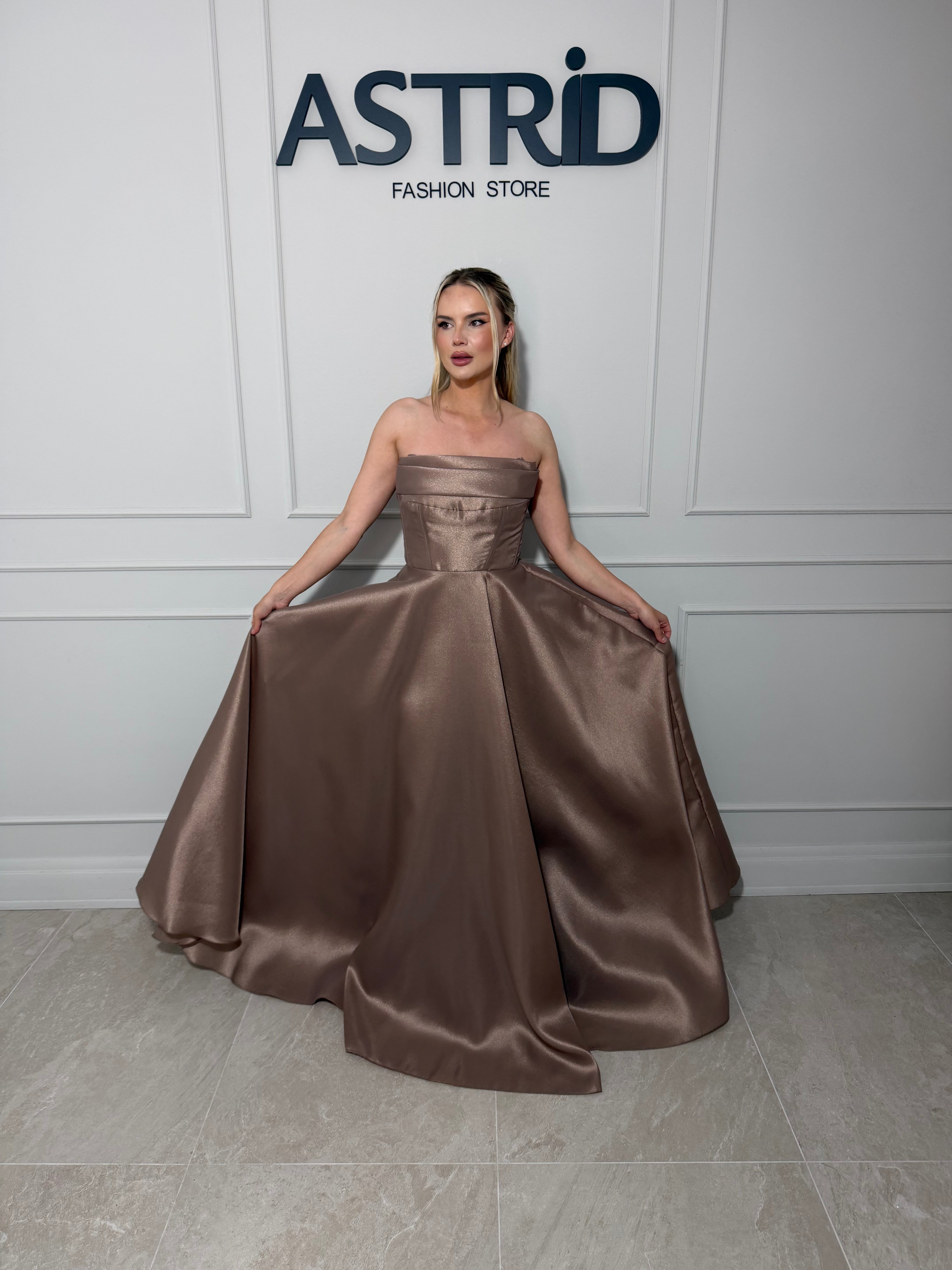 Rochie Miro lunga din tafta fina cu corset reglabil