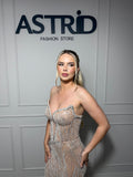 Rochie Glace lunga din pietre si paiete cu corset