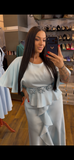 Rochie electra lunga din satin ch aplicatii trandafiri in talie
