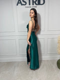 Rochie Devon lungă din licra pe corp crăpătură pe picior și corset la spate