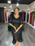 Rochie Elena midi din paiete mânecă 3/4