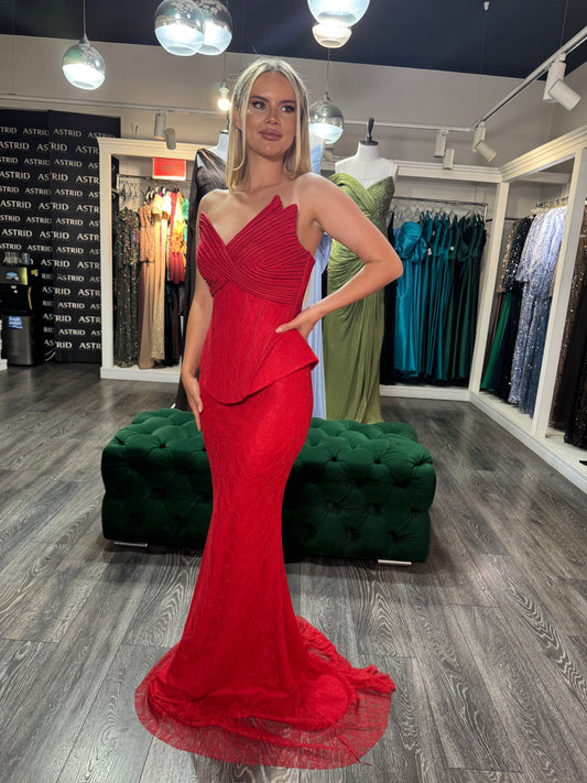 Rochie Rary lunga din dantela cu corset in colt
