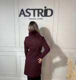 Palton Mira din cașmir cu blană naturală și cordon în talie