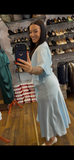Rochie electra lunga din satin ch aplicatii trandafiri in talie