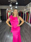 Rochie Carolina lungă aplicații flori 3D pe o parte
