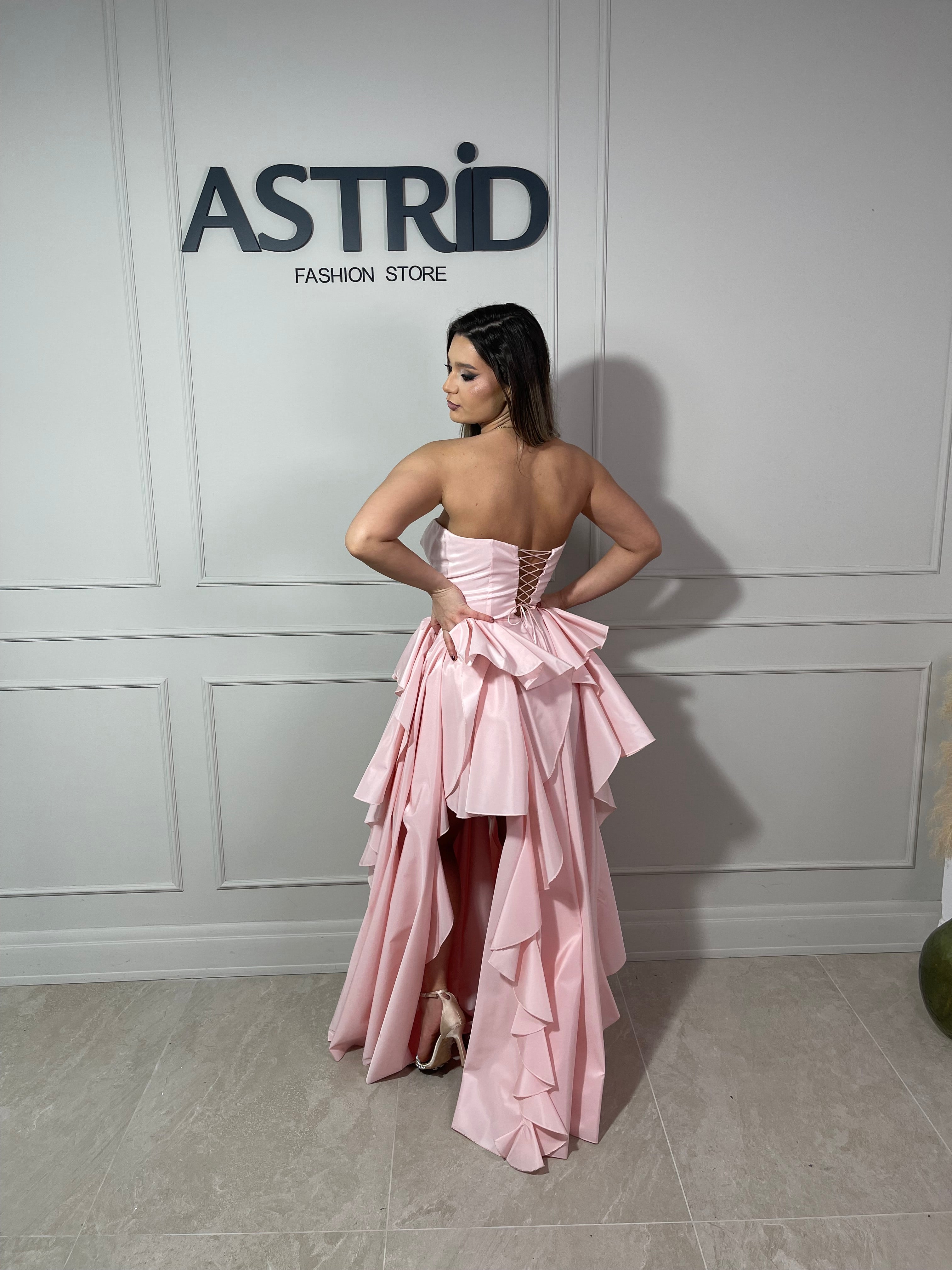 Rochie Grace lungă din tafta decolteu în v și volane