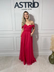 Rochie Laila lungă din voal umeri căzuți și corset la spate