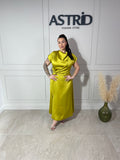 Rochie Zaira midi din satin cu nod în talie