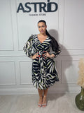 Rochie Bela midi în cloș cu imprimeu zebra