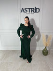 Rochie Olga lungă petrecută inserții sclipici mânecă lungă accesoriu talie
