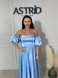 Rochie Florina midi cu corset și mânecă bufantă