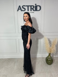 Rochie Amelie lungă din paiete cu mânecă bufantă