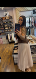 Rochie Brianna midi plisata cu aplicatii margele