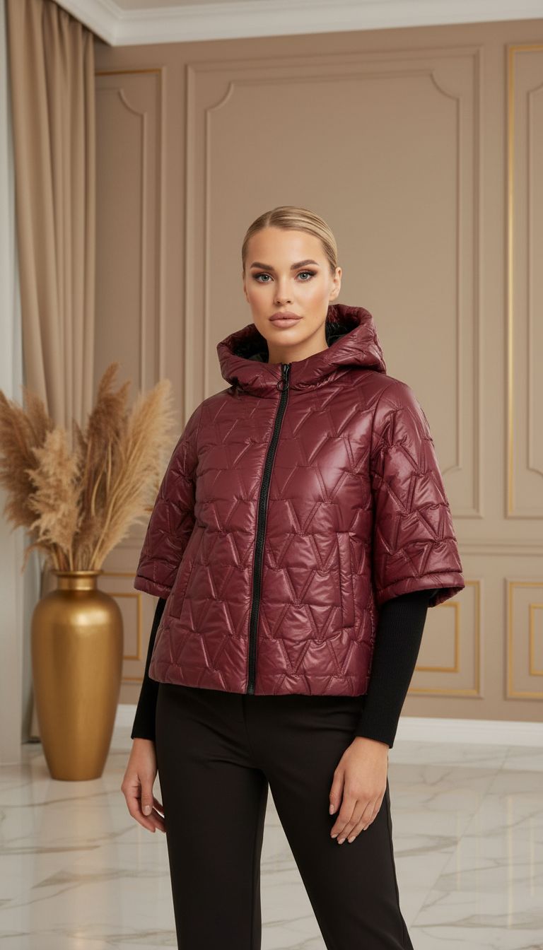 Geaca Paulina cu glugă și mânecă textilă