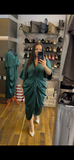 Rochie Tilli midi din satin cu nod in talie