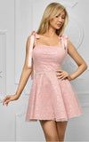 Rochie Amina scurta, roz, babydoll, bretele late