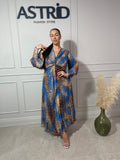 Rochie Naba lungă plisată cu imprimeu leopard