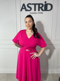Rochie Helga midi evazați curea în talie