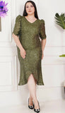 Rochie Elena midi din paiete mânecă 3/4