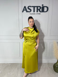Rochie Zaira midi din satin cu nod în talie