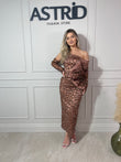 Rochie Belize midi cu mâneci detașabile și aplicații paiete și sclipici