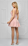 Rochie Amina scurta, roz, babydoll, bretele late