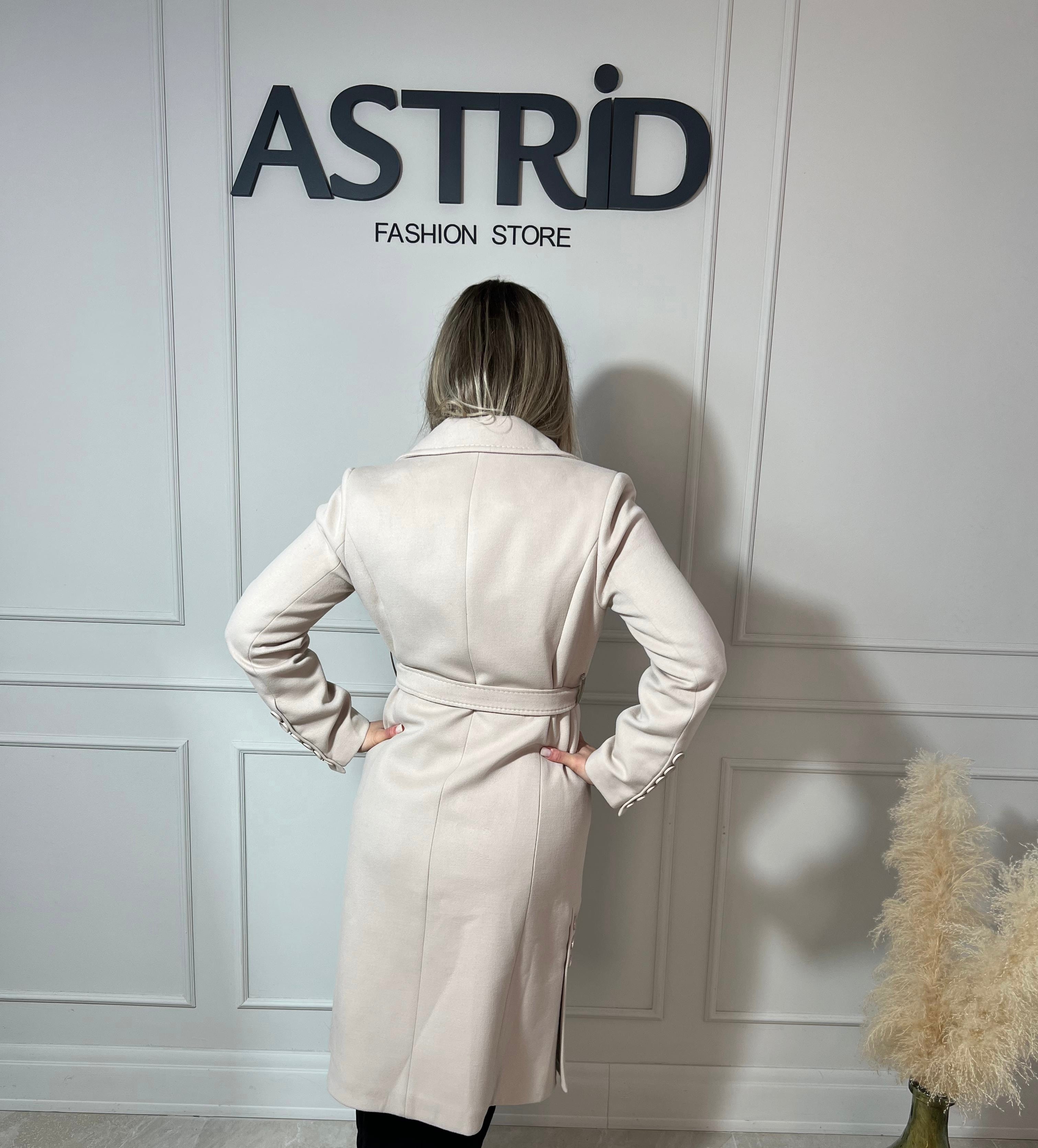 Palton Camelia din cașmir cu nasturi mari