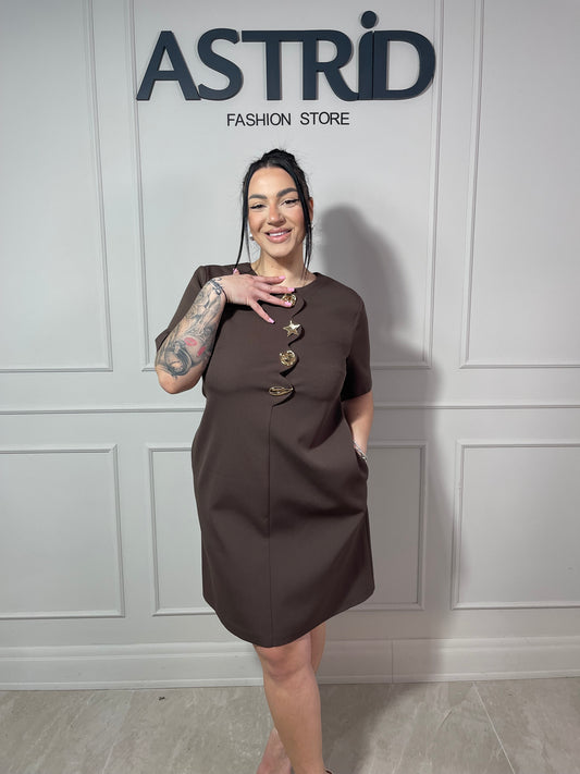 Rochie Olivia cu buzunare și nasturi aurii