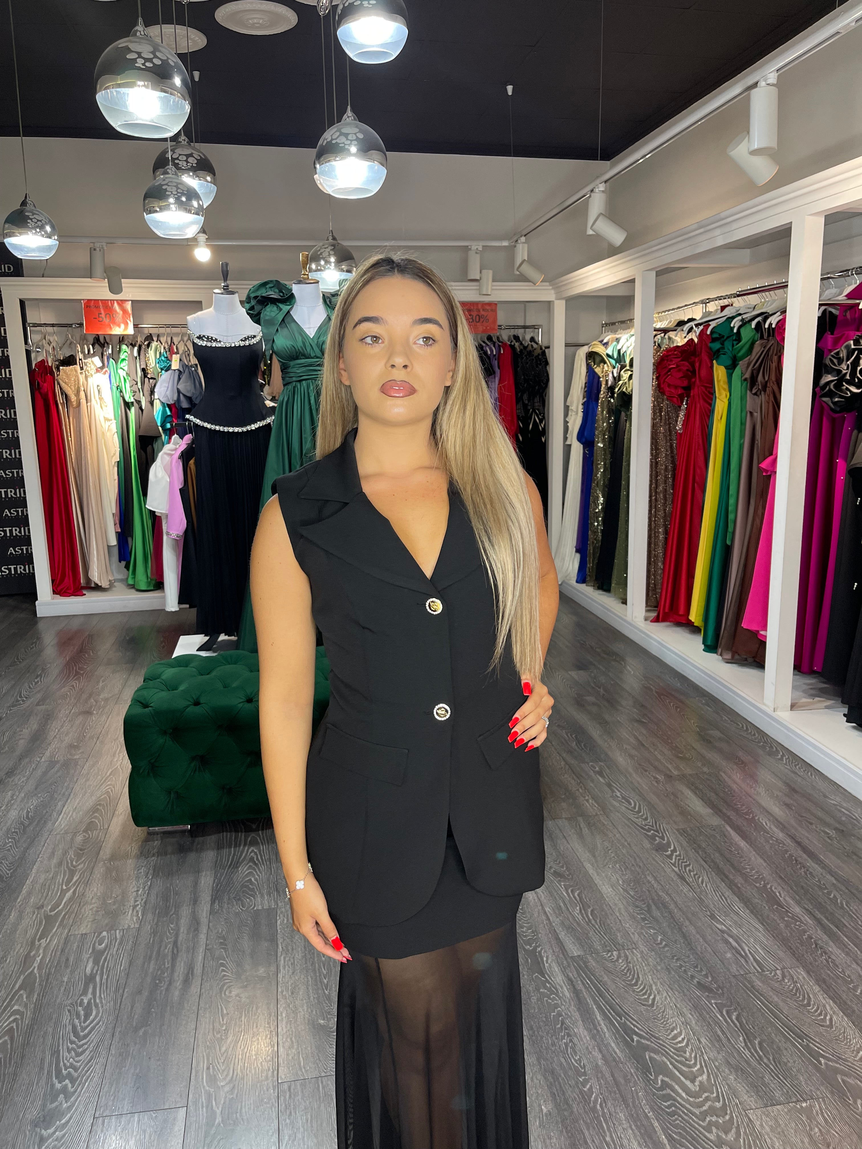 Rochie Mara lungă tiul în partea de jos și vestă în partea de sus