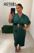 Rochie Tilli midi din satin cu crapatura in fata