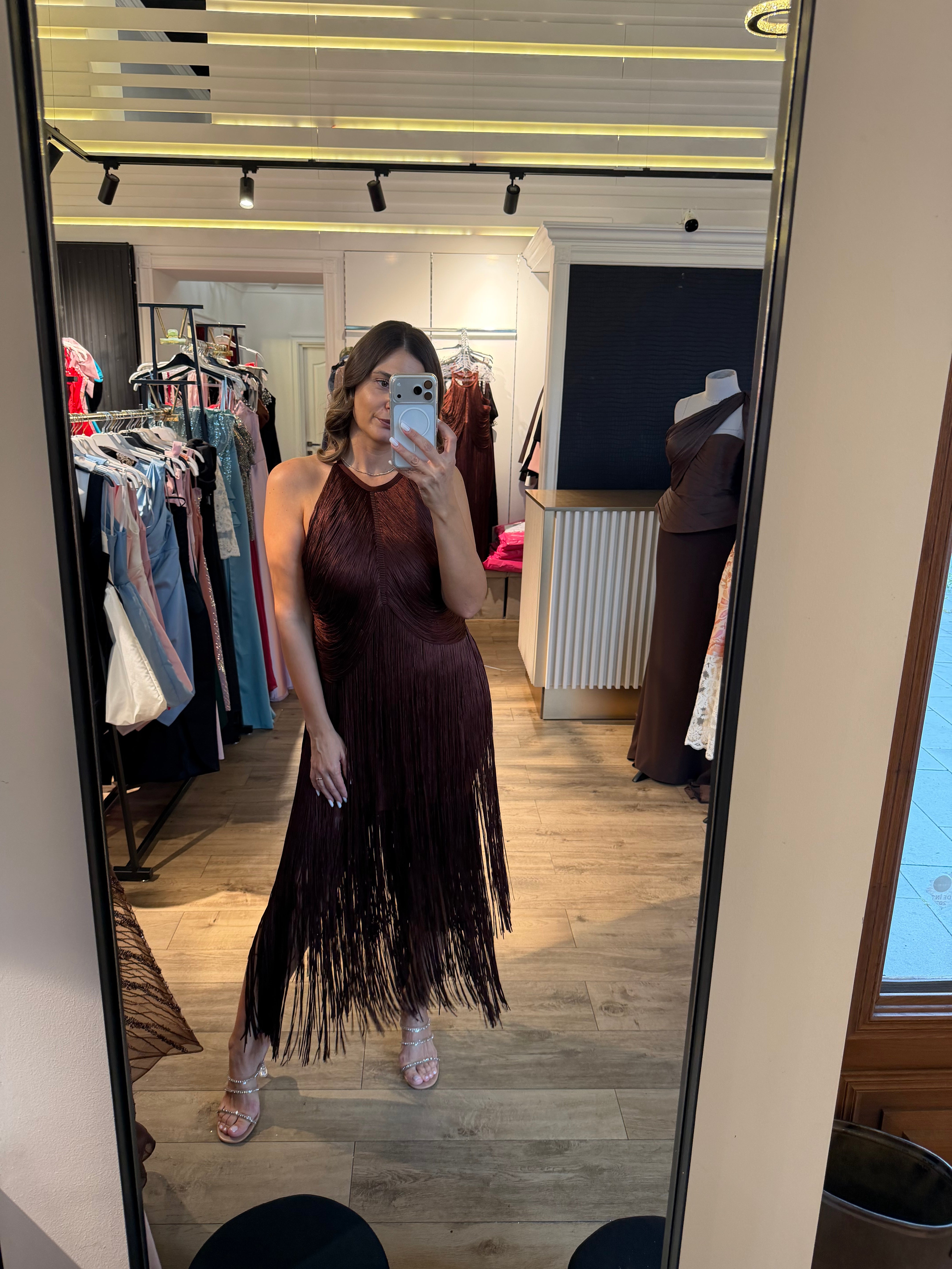 Rochie Fringe midi bandage cu franjuri