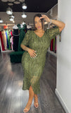 Rochie Elena midi din paiete mânecă 3/4