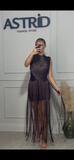 Rochie Amina scurta din bandaj cu franjuri