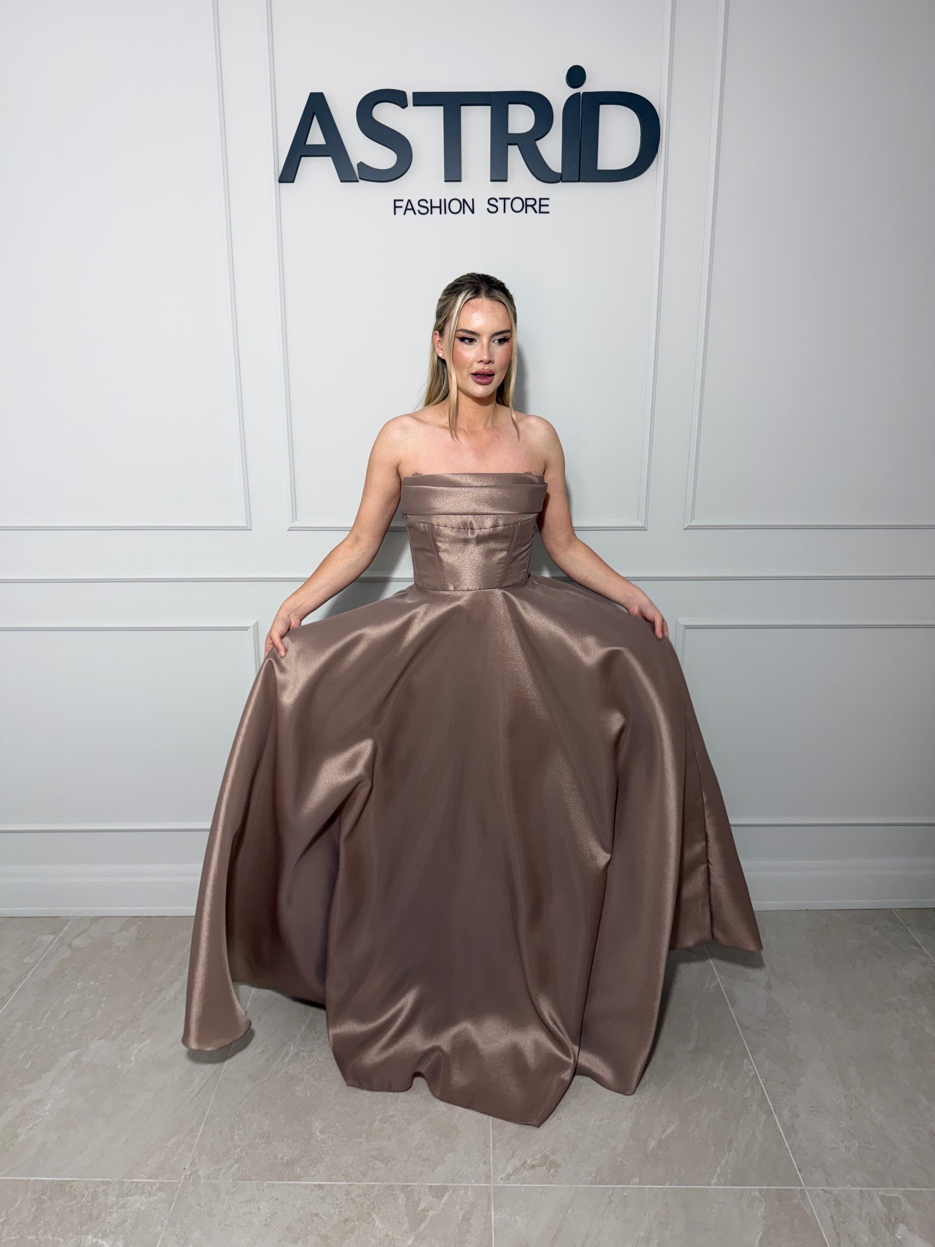 Rochie Miro lunga din tafta fina cu corset reglabil