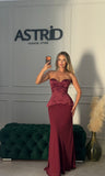 Rochie Magique lunga cu bust satinat si peplum in talie