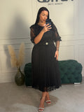 Rochie Agatha midi in clos din dantela cu maneci 3/4