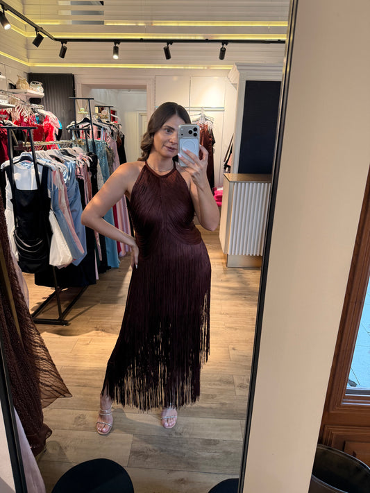 Rochie Fringe midi bandage cu franjuri