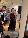 Rochie Fringe midi bandage cu franjuri